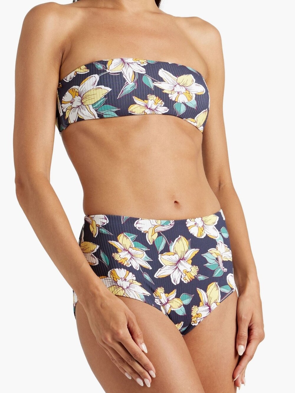 Eberjey Floral Ribbed Bikini Set M